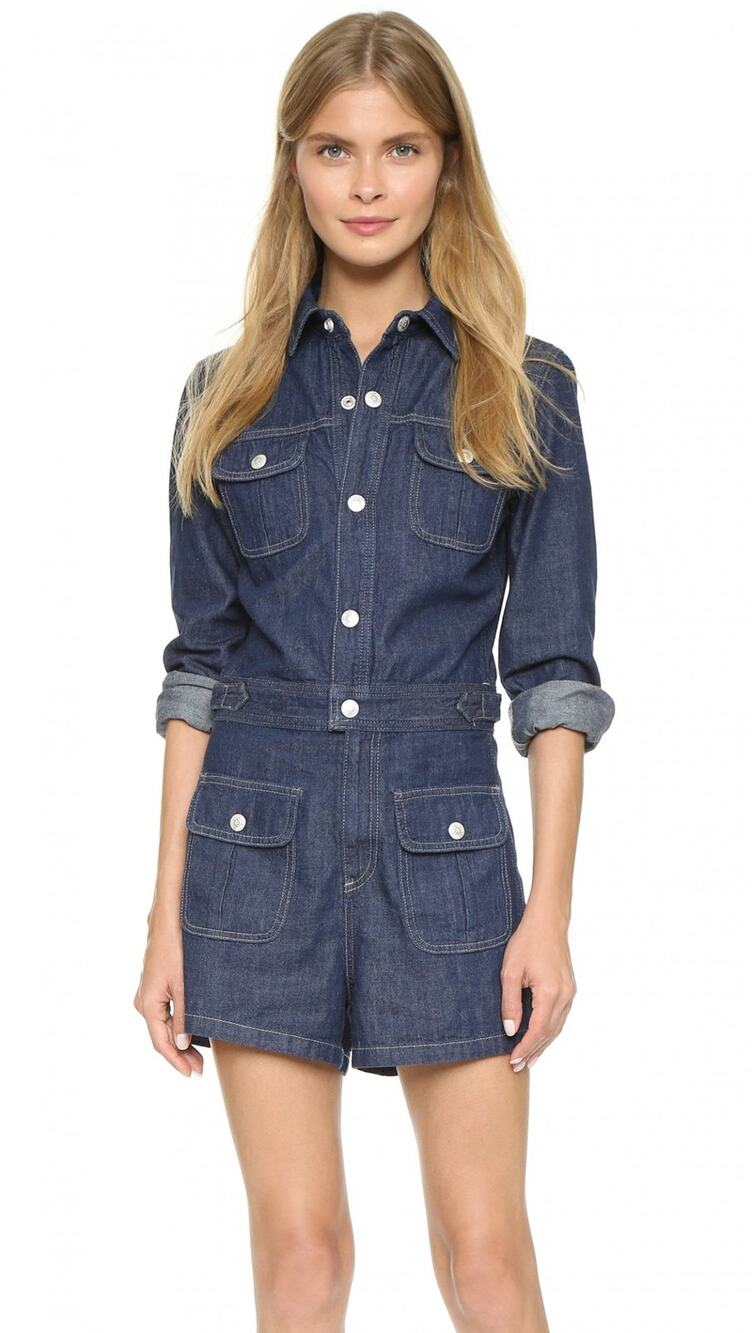 Alexa Chung for AG Loretta Denim Romper Utility Western Cowboy Country Casual S